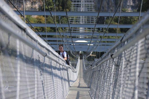 Daunting: The bridge also has a bungee jump facility built into a nearby viewing platform. (CEN)